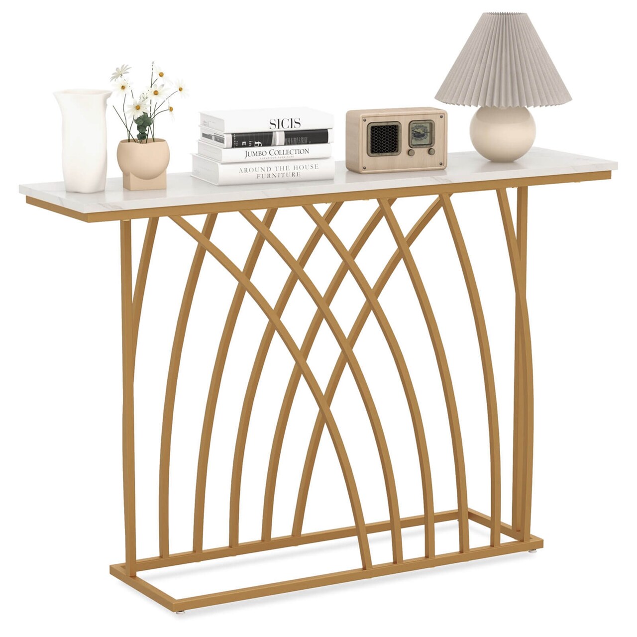 Costway 48'' Console Table Modern Accent Entryway Table Long Behind Couch Table